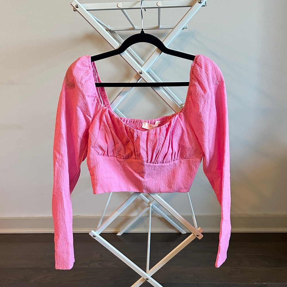 Astr Pink Square Neck Blouse